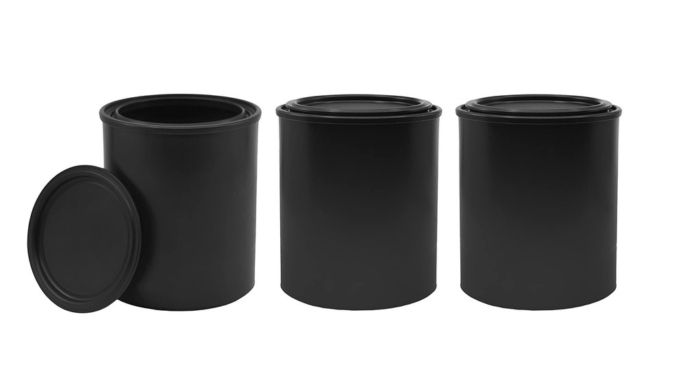 3PK Quart Size Black All-Plastic (Polypropylene) Paint Cans with Lids - Made ...
