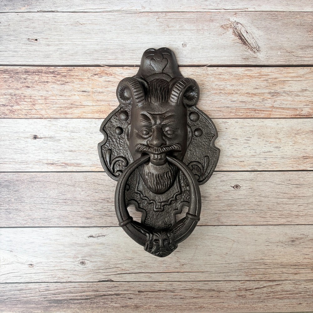 Cast Iron Devil Face Large Door Knocker Handle Pull – Rustic Farmhouse decor