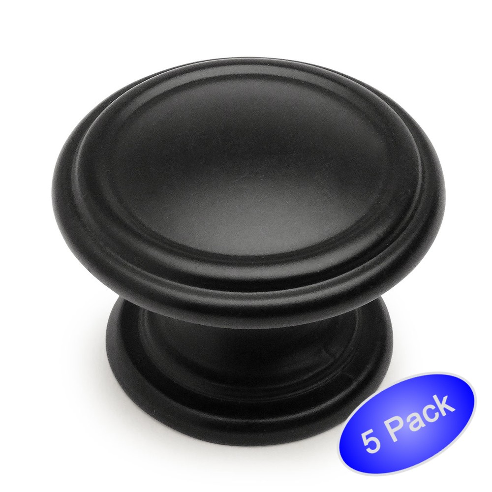 *5 Pack* Cosmas Cabinet Hardware Flat / Matte Black Knobs #1426FB
