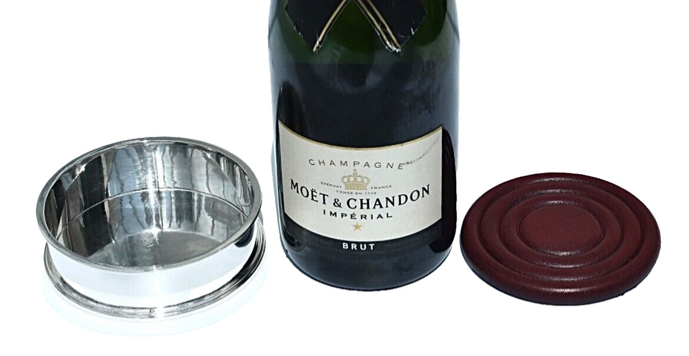 Superior Large & Very Heavy Solid Silver 925 Champagne/Wine Bottle Coaster, 266g