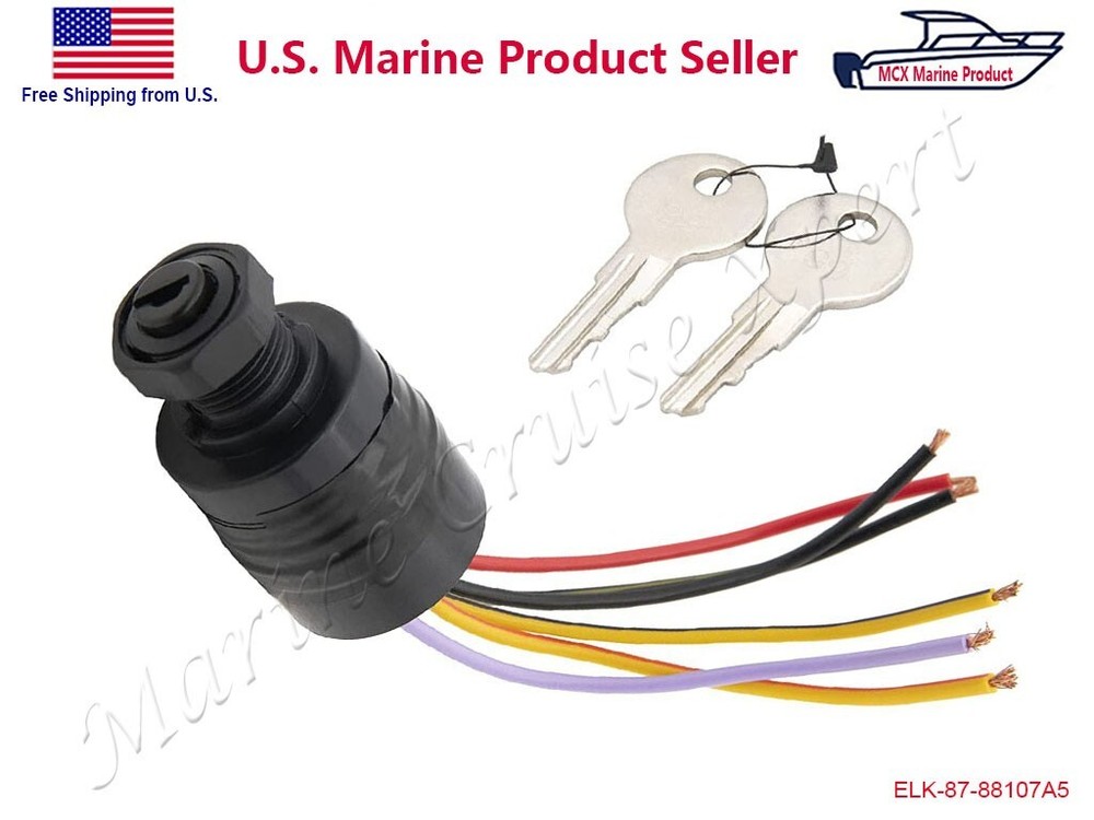 Mercury Outboard Push-to-Choke Ignition Key Switch Key 6 Wire MP41070-2