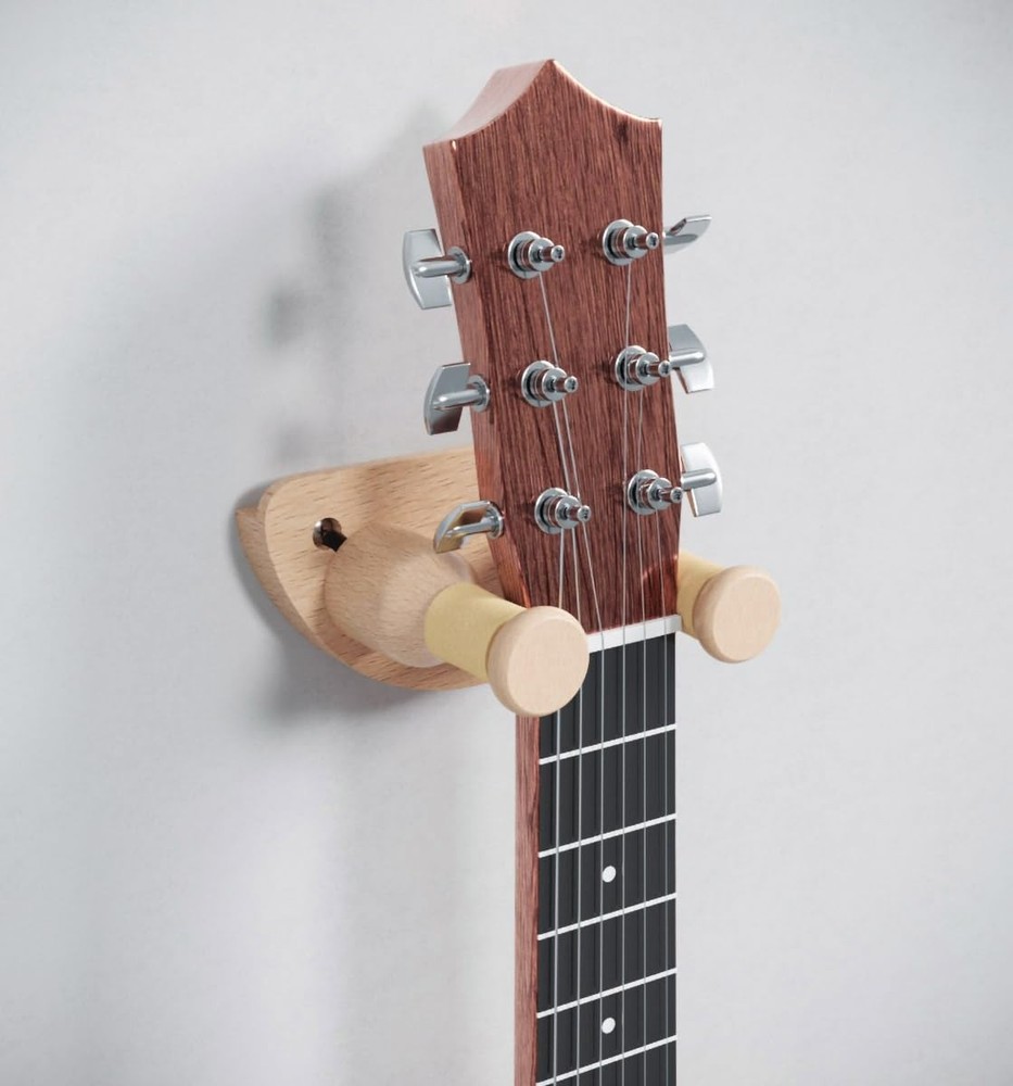 Guitar Hanger, Solid Wood Wall Mount Guitar Holder Adjustable Width Wall Hang...