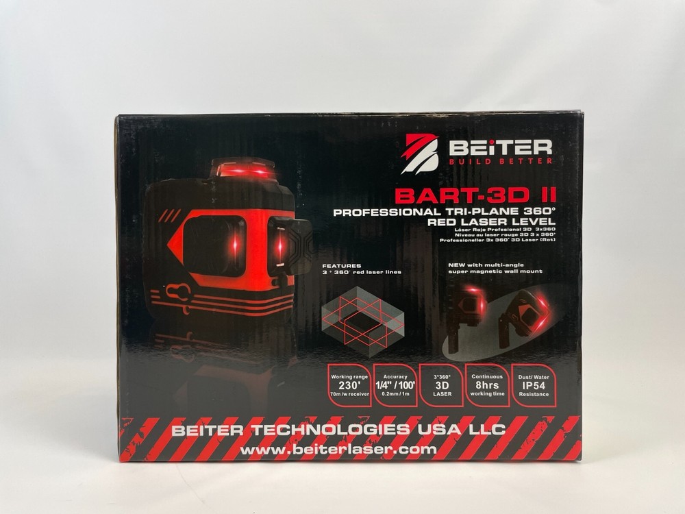 Beiter BART-3D II Professional Tri-Plane 360° Red Laser Level