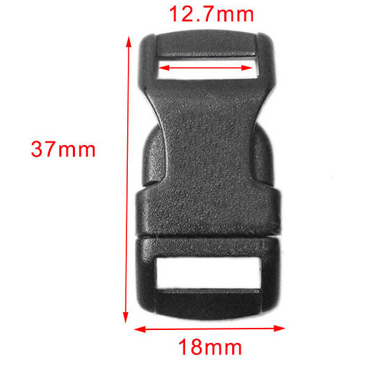 60 Pack Contoured Side Release Small Black Plastic Buckles for 1/2" Straps