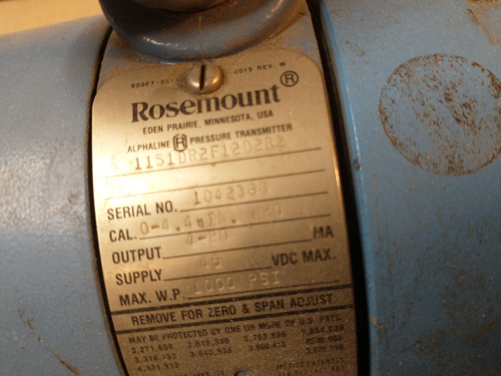 Rosemount 1151, 1151DR2F12D2B Pressure Transmitter 1000 PSI - Fast Ship