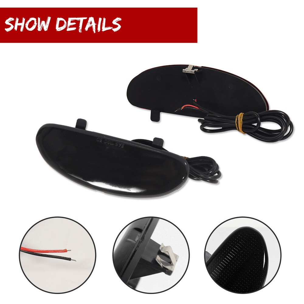 Smoked Red LED Inner Door Panel Reflector Plate Light For Corvette 1997-2004 C5