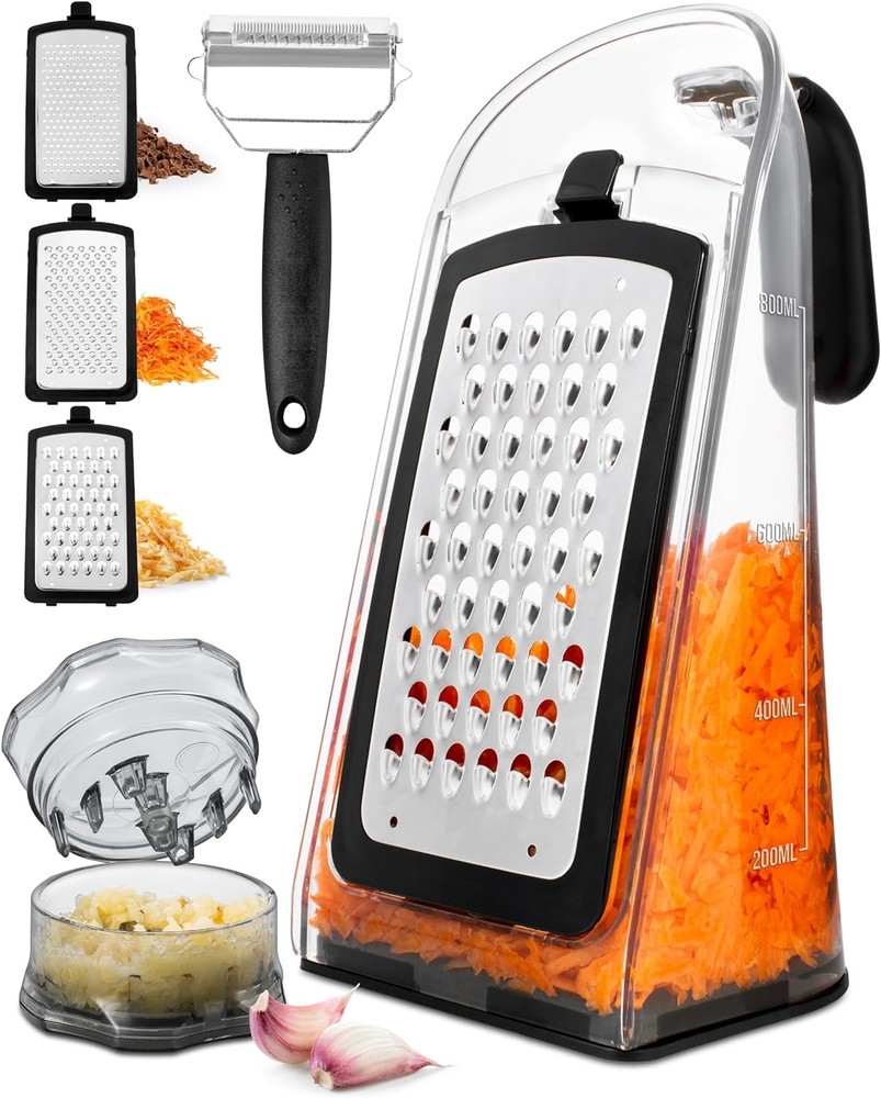 Stainless Steel Cheese Grater with Crusher