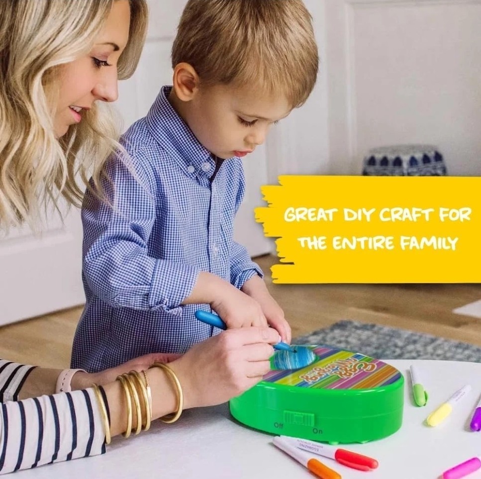 The EggMazing Egg Decorator Kit - Egg Spinner & Non toxic markers