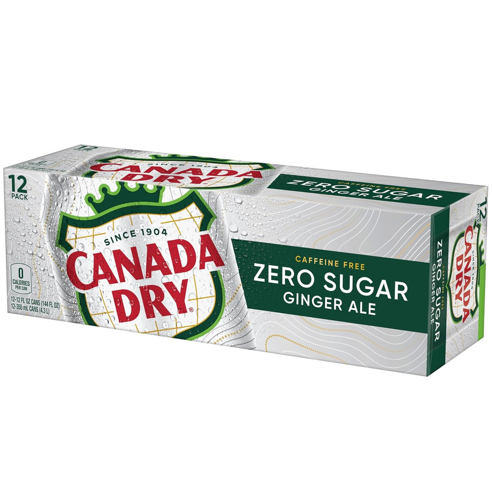 Canada Dry Zero Sugar Ginger Ale Soda, 12 Fl Oz Cans, 12 Pack