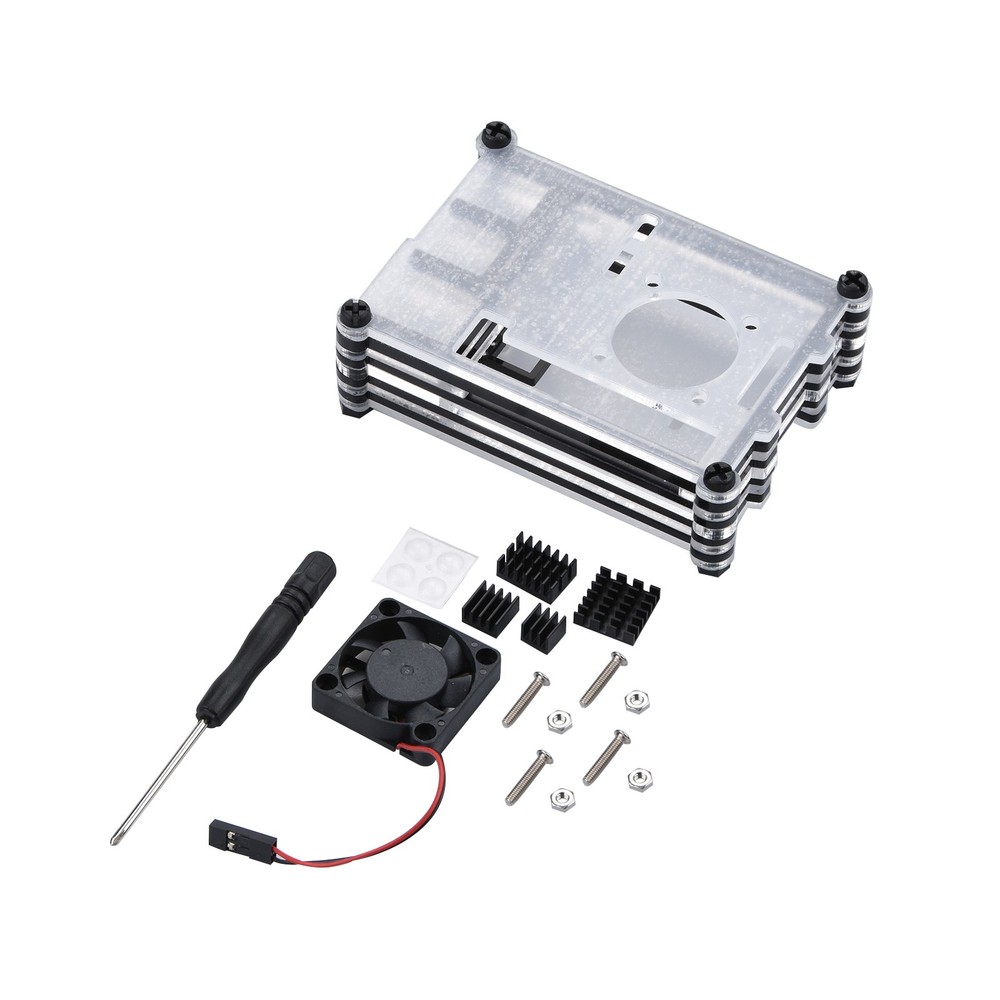 Acrylic Transparent Case with Cooling Fan for Raspberry Pi 4B