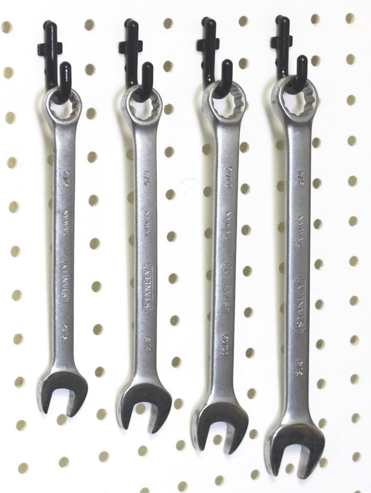 100Pcs Pegboard Accessory Peg Hook Set – Durable, Self-Locking Black 1/4" J-S...