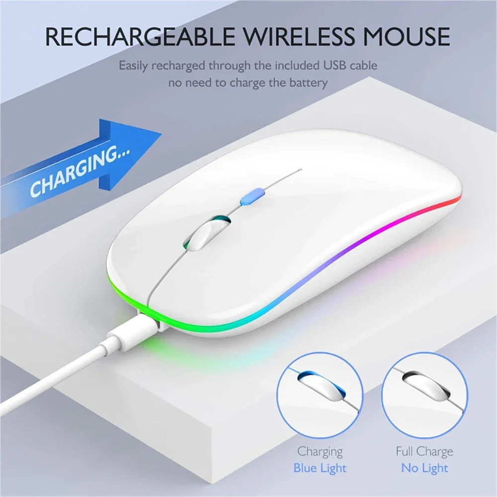 Wireless Mouse For Laptop PC Bluetooth RGB Rechargeable Mouses Wireless Computer