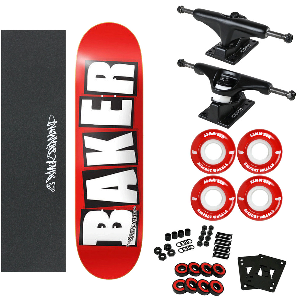 Baker Skateboard Complete Logo Red/White 8.0" with 83A Soft Wheels