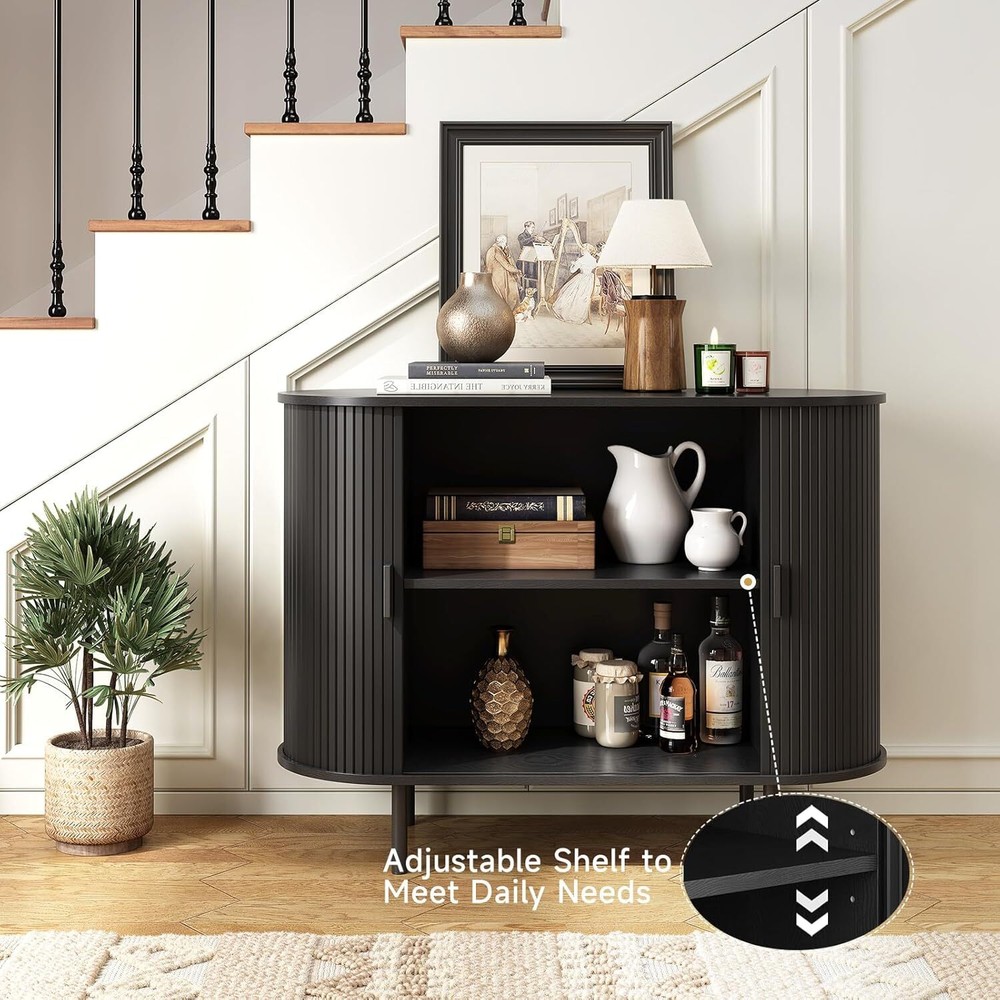 Sideboard Buffet Cabinet with Storage, 40" Storage Cabinet,Entryway, Black
