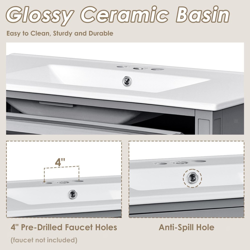 Minimalist 36'' Bathroom Vanity with Single Sink: Design, Ample Storage & Easy