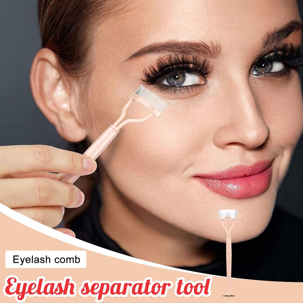 4-in-1 Eyelash Applicator Tool Kit, False Lash Clip Curler Separator Comb Set