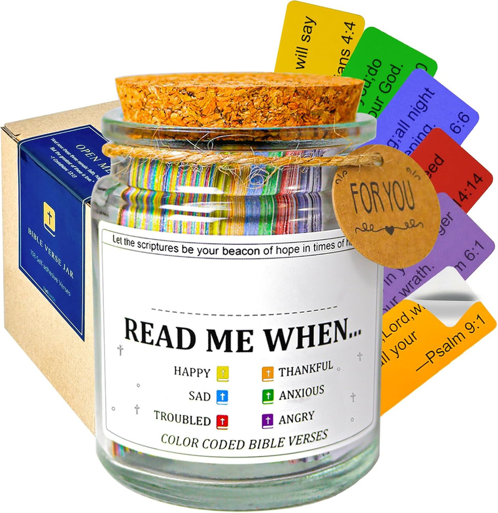Bible Verse Jar with 108 Scripture Stickers, Personalized Name Label, Easter Bas
