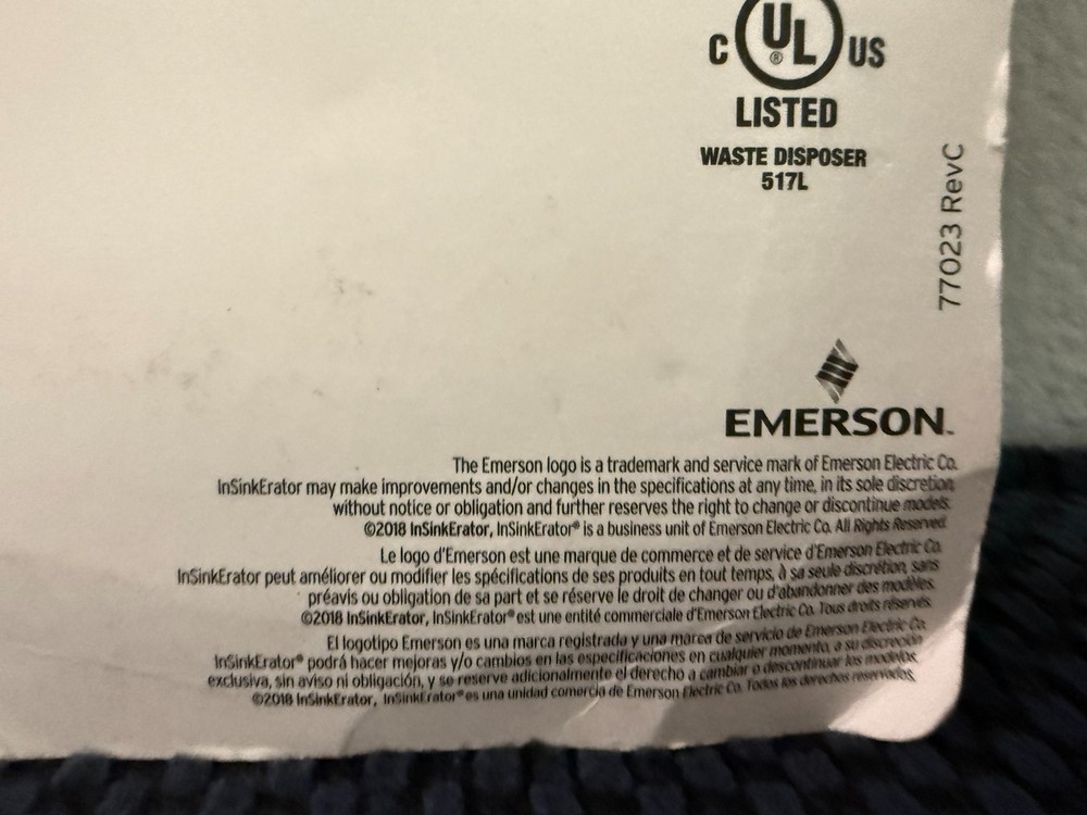 New InSinkErator/Emerson CRD-00 Power Cord Kit