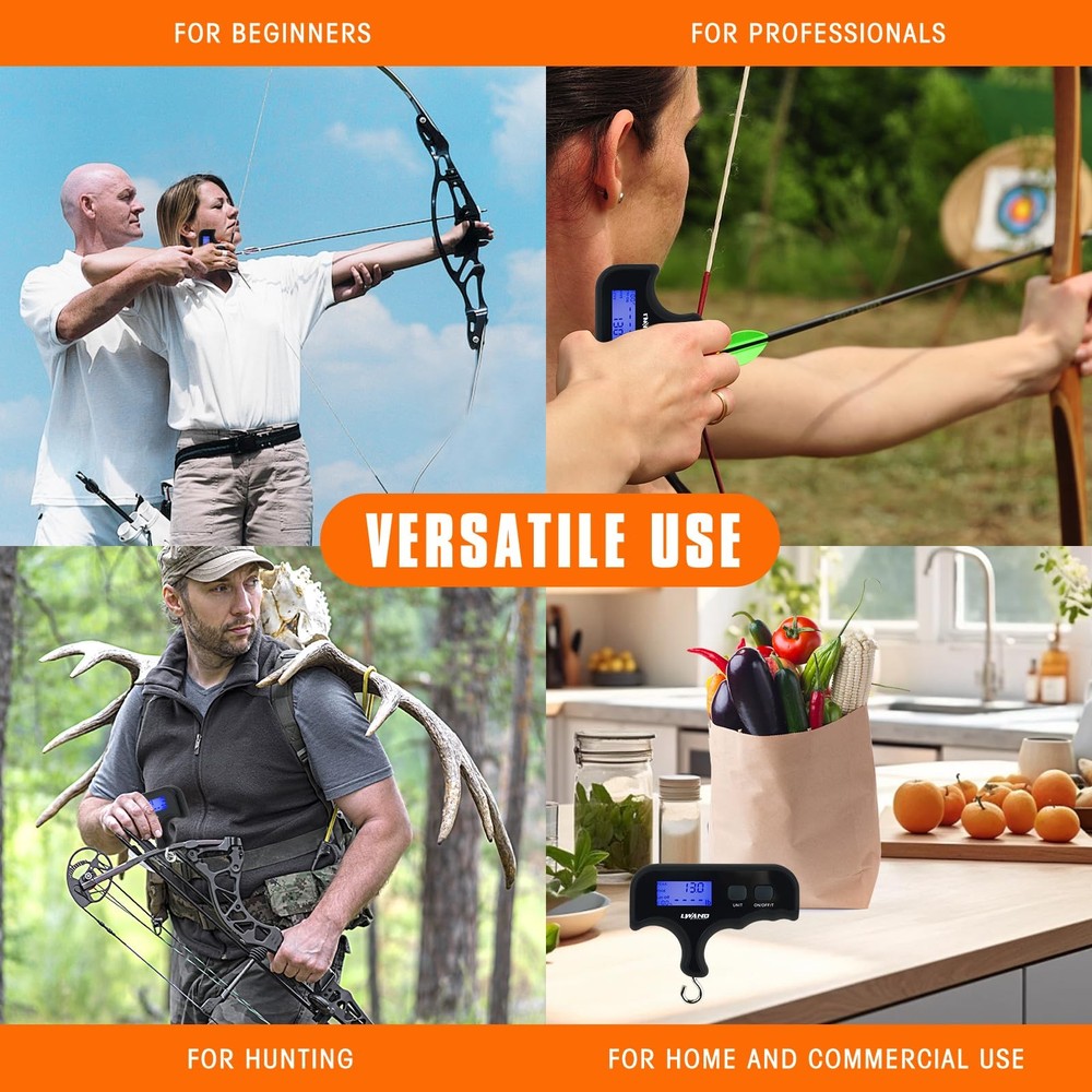 Archery Compound Bow Scale Portable Digital Draw Weight Scale, Small, Black