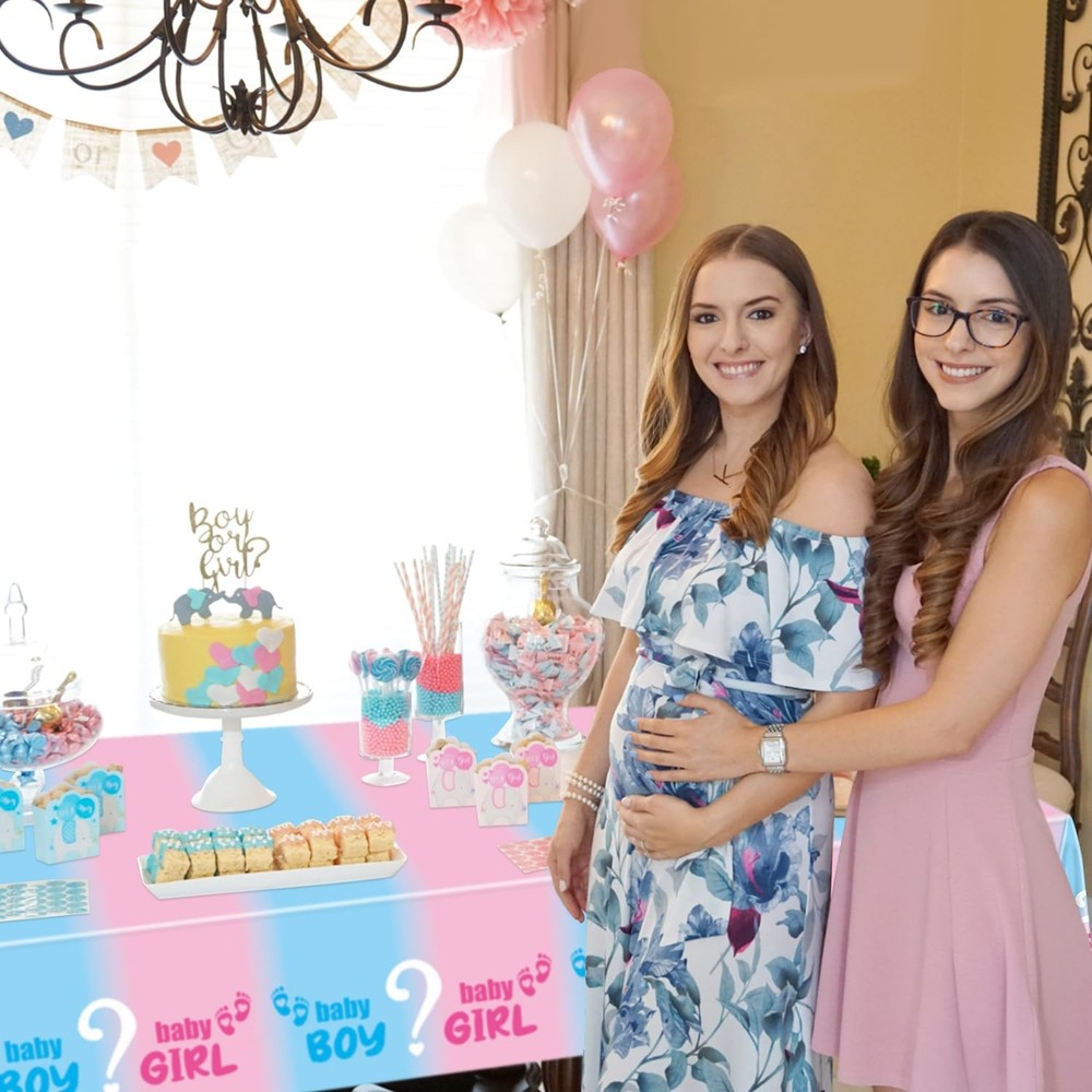 8Pcs Gender Reveal Tablecloth - Gender Reveal Table Decorations Rectangular P...