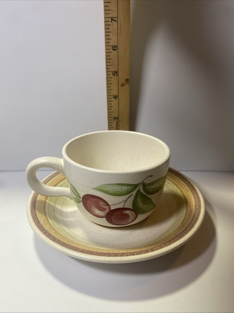 Franciscan earthenware fruit cherry cup saucer set multi colors