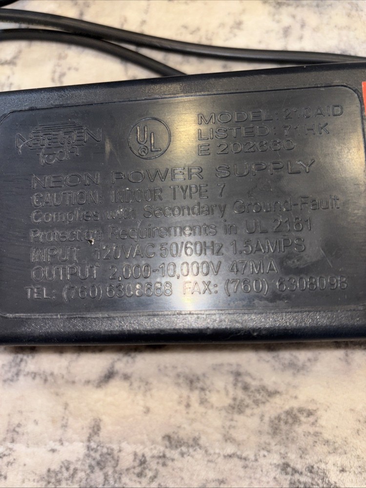 Neon Tech 210AID Neon Power Supply, Used