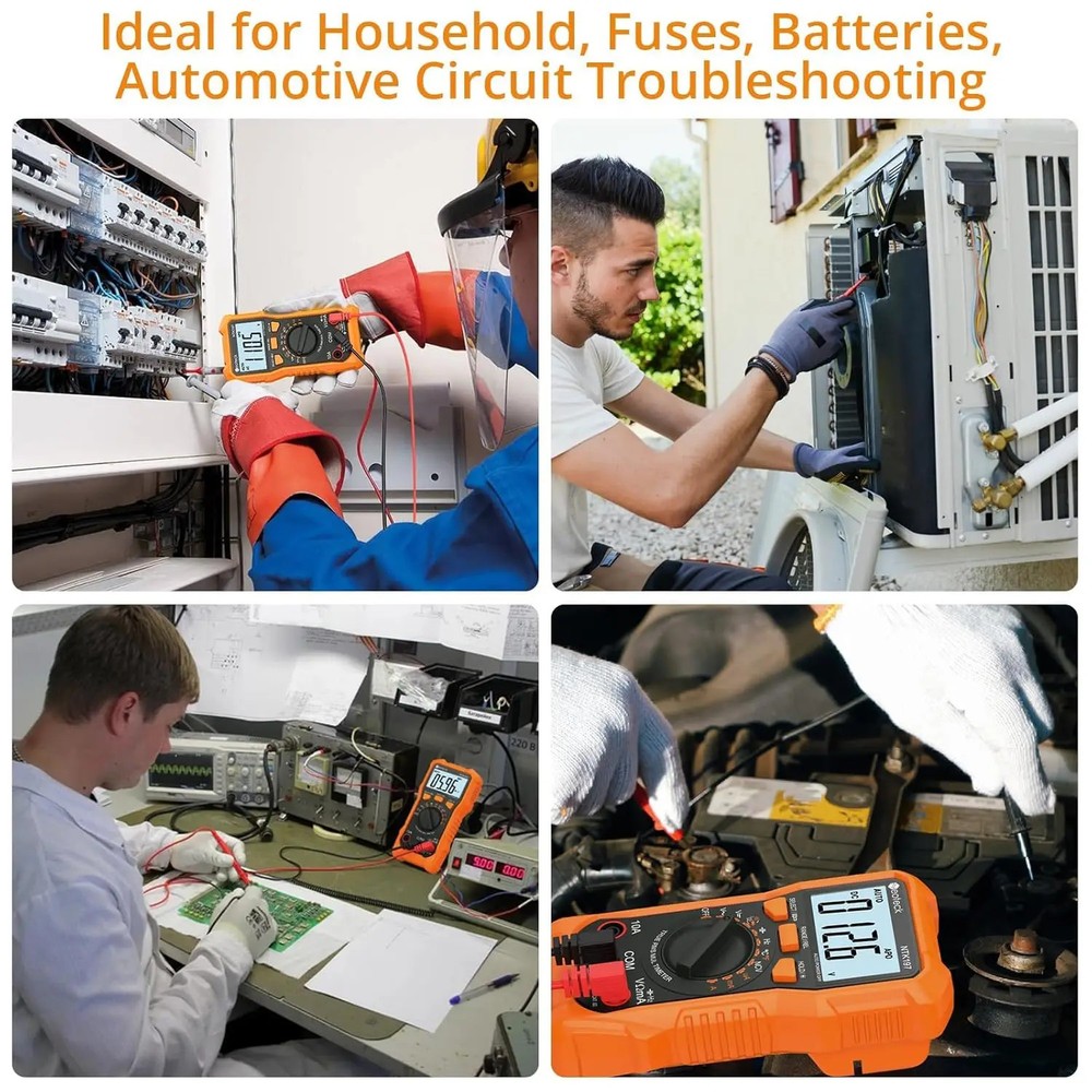 True RMS Digital Multimeter 2000 Counts AC/DC Voltage Current Resistance