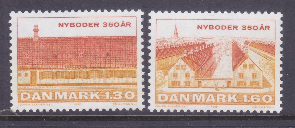Denmark 678-79 MNH Nyboder Development - Copenhagen 350th Anniversary Set