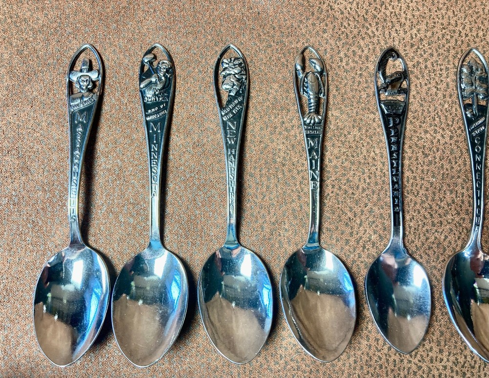 17 Stainless State Souvenir Spoons