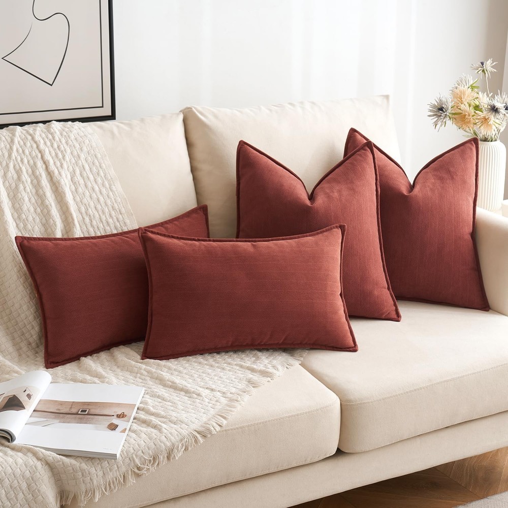 MIULEE Pack of 2 Rust Decorative Pillow Covers 18" x (Pack 2),