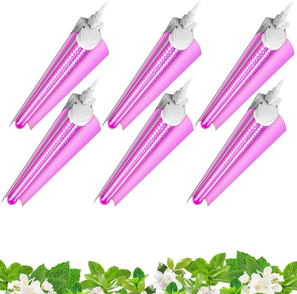 Energy Efficient Pink LED Grow Light with Touch Control, 6-Pack for Indoor Use