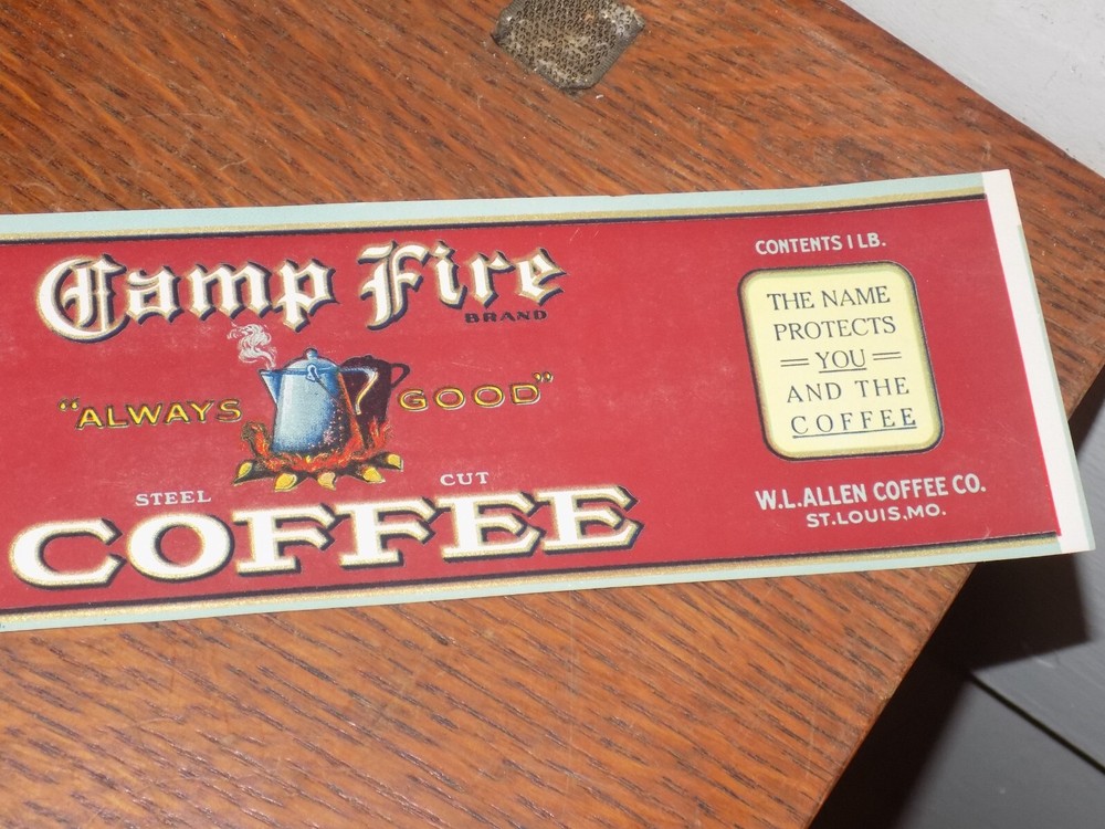 Vintage Camp Fire Coffee Paper Can Label