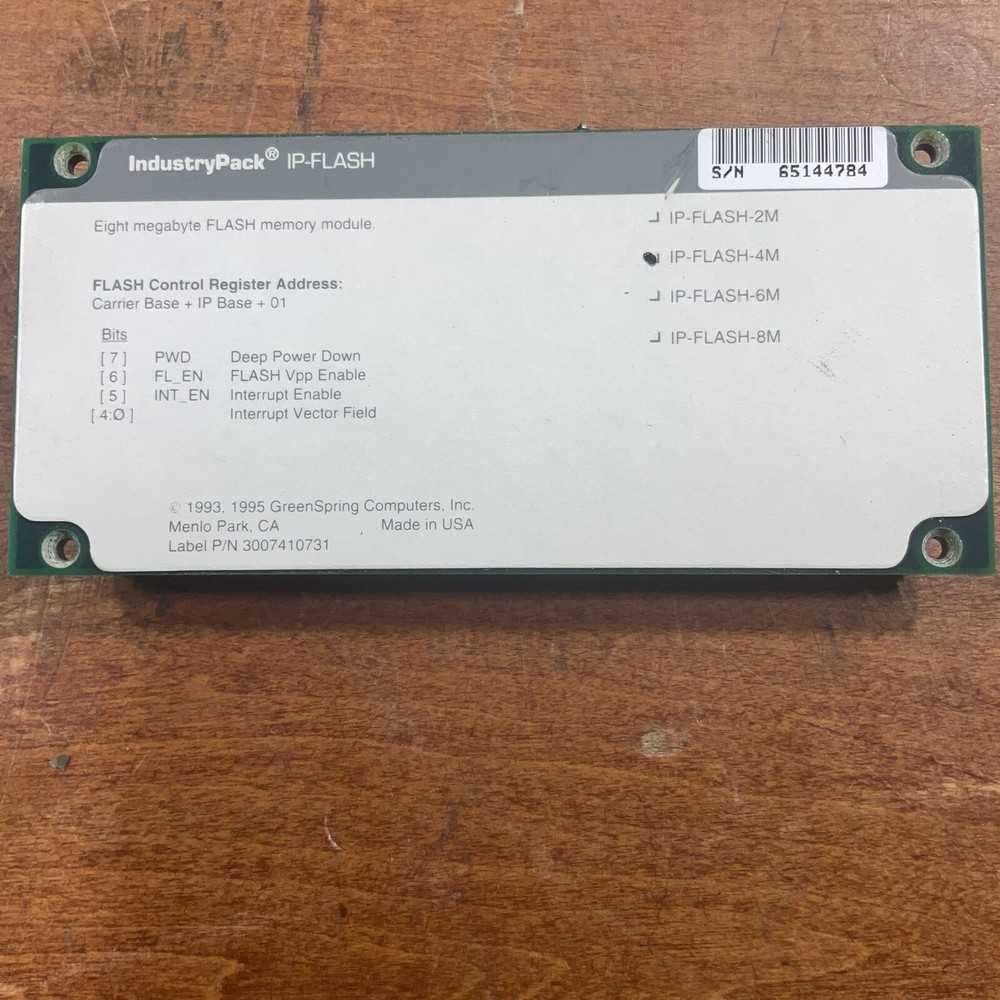 SBS Technologies Greenspring 4 MB Flash Memory Module IP-Flash 95079 Rev B