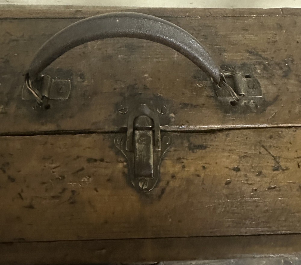 Vintage Machinist’s Tool Chest Drop Front Panel Masonry Tool Box Antique 1920’s