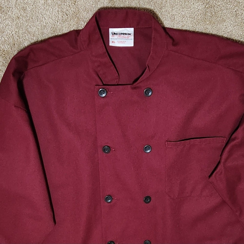 Uncommon Thread Chef Coat Unisex size Medium Burgundy Jacket