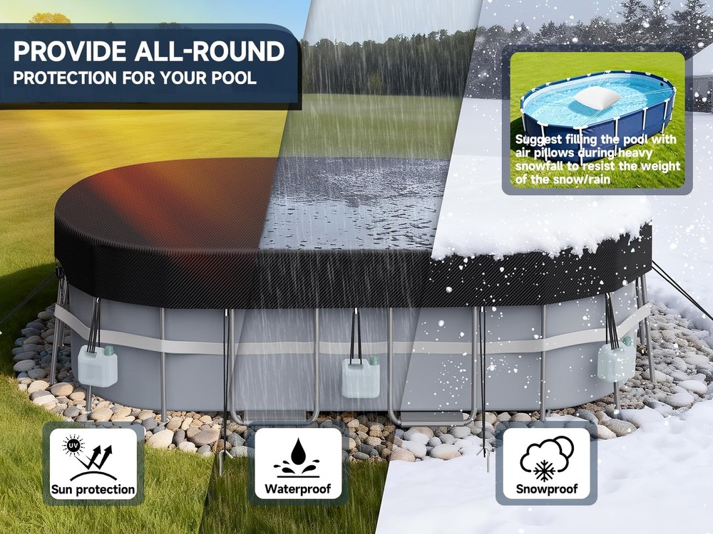 8x14 FT Rectangular Pool Cover for Above Ground Pool, Solar Oval Pool Cover P...