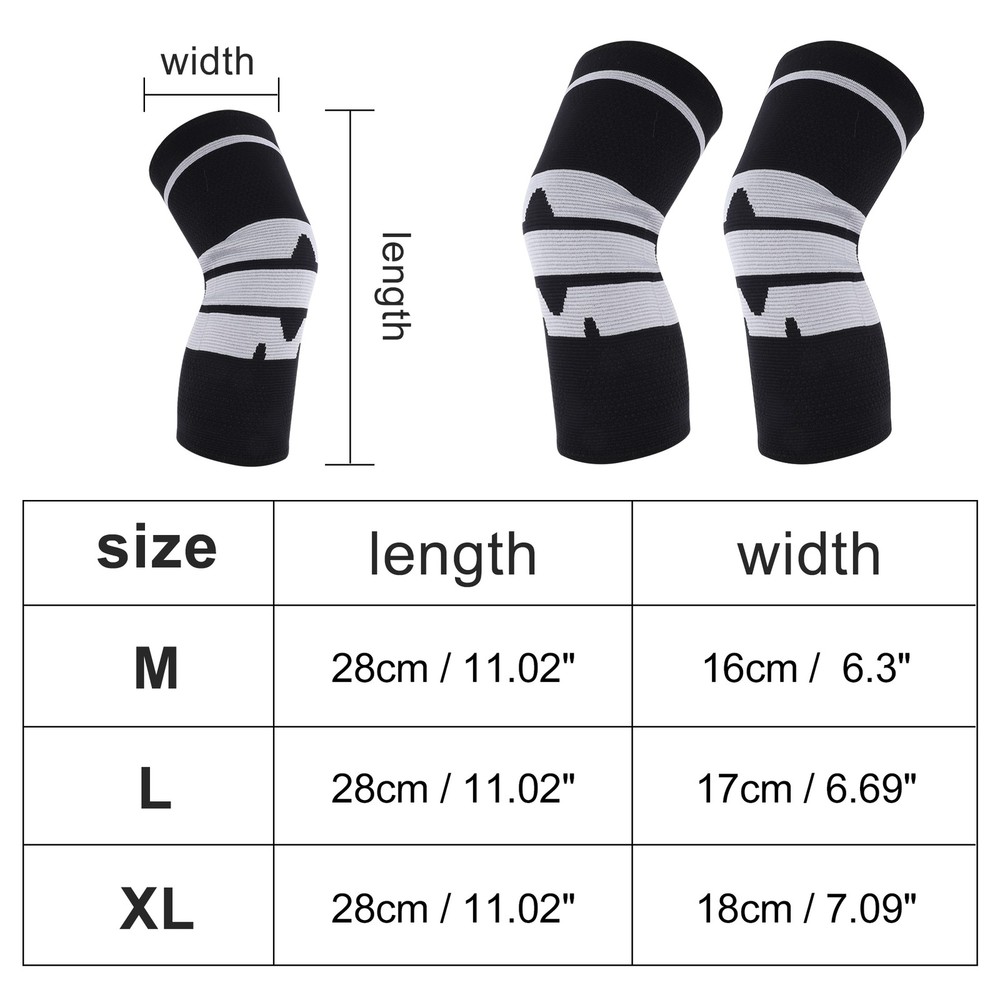 Horizontal Stripe Knee Pads Medium Black Gray 1 Pc
