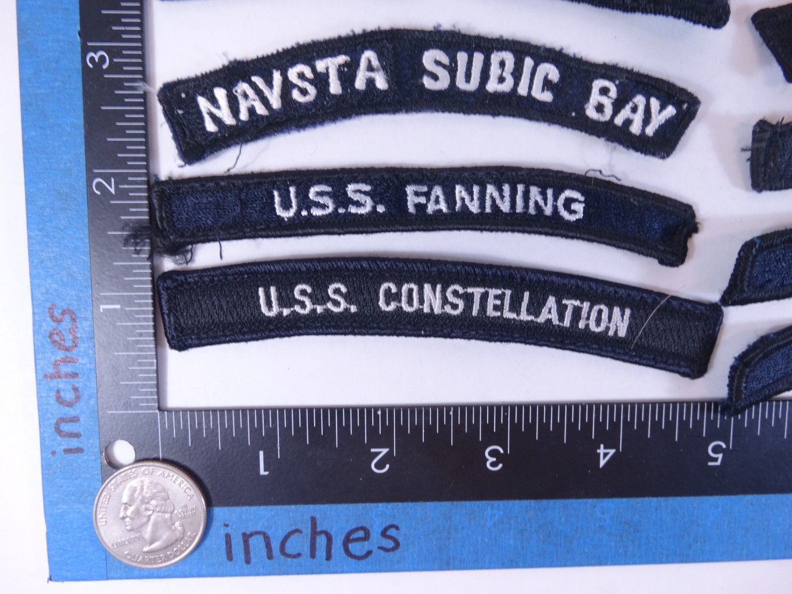 Lot of 24 - US NAVY SHOULDER STRIP TAB Rocker Patches USS Military USA America