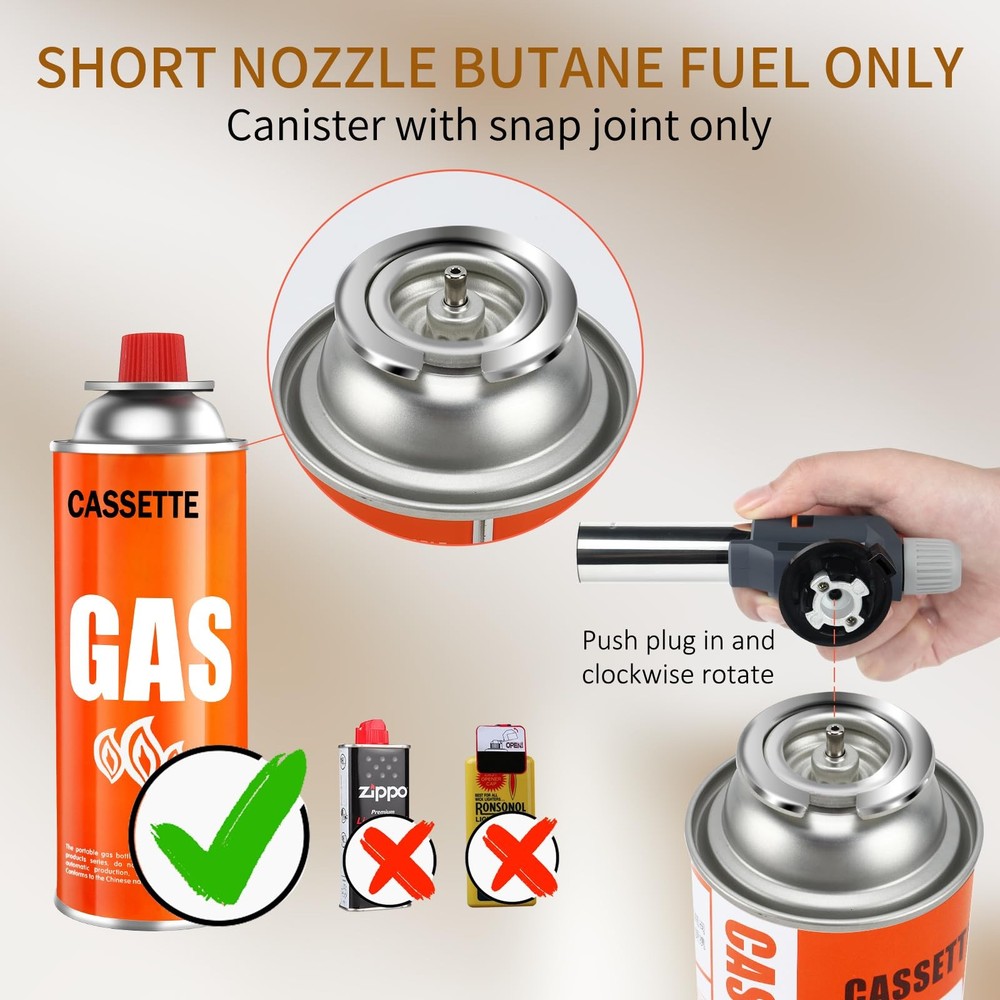 Butane Torch, JDHON Compact Kitchen Torch with Adjustable Compact, Gray