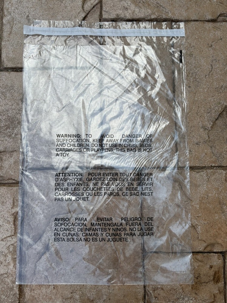 14”x 20” 100 pcs Poly Plastic Bags Suffocation Warning Clear Merchandise Amazon