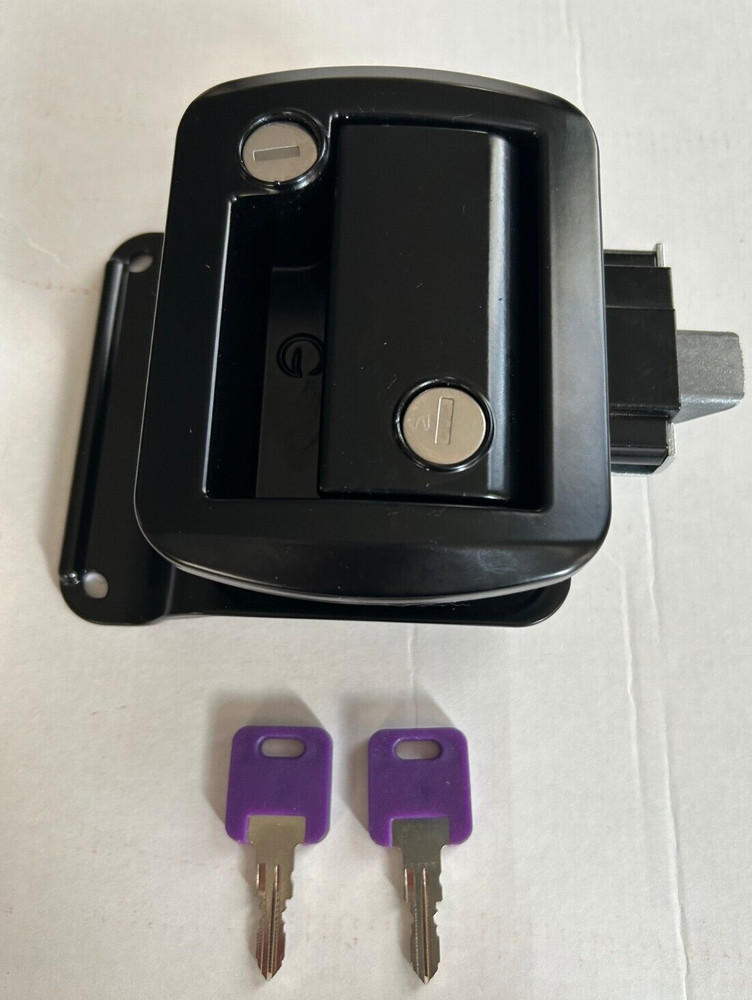 Black RV Paddle Entry Door Lock Latch Handle Knob Deadbolt Camper Trailer Global