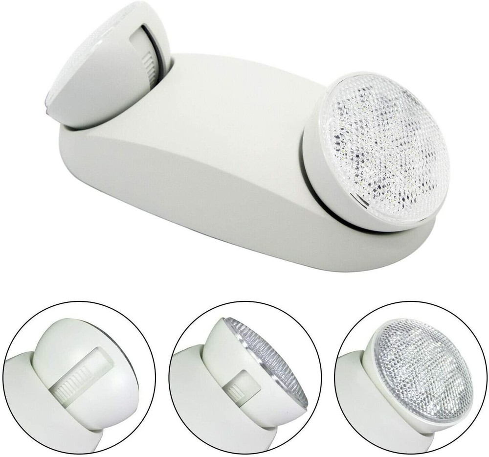 LED Emergency Exit Light Adjustable Dual Head Lamp with Battery Backup UL
