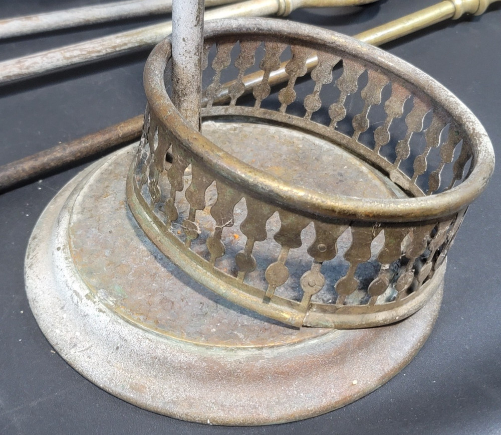 3-Piece Antique Brass Fireplace Tool Set