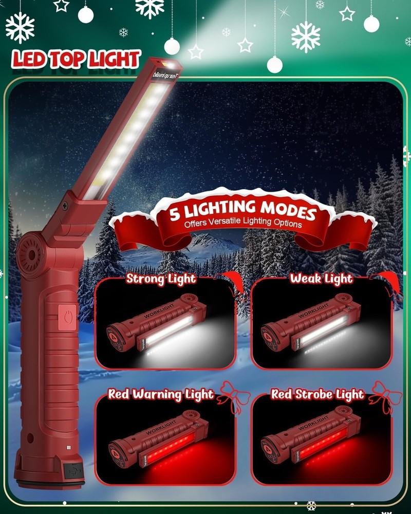 Sturdy Rechargeable Work Light with Magnetic Base - 2 Pack for Special Occasions