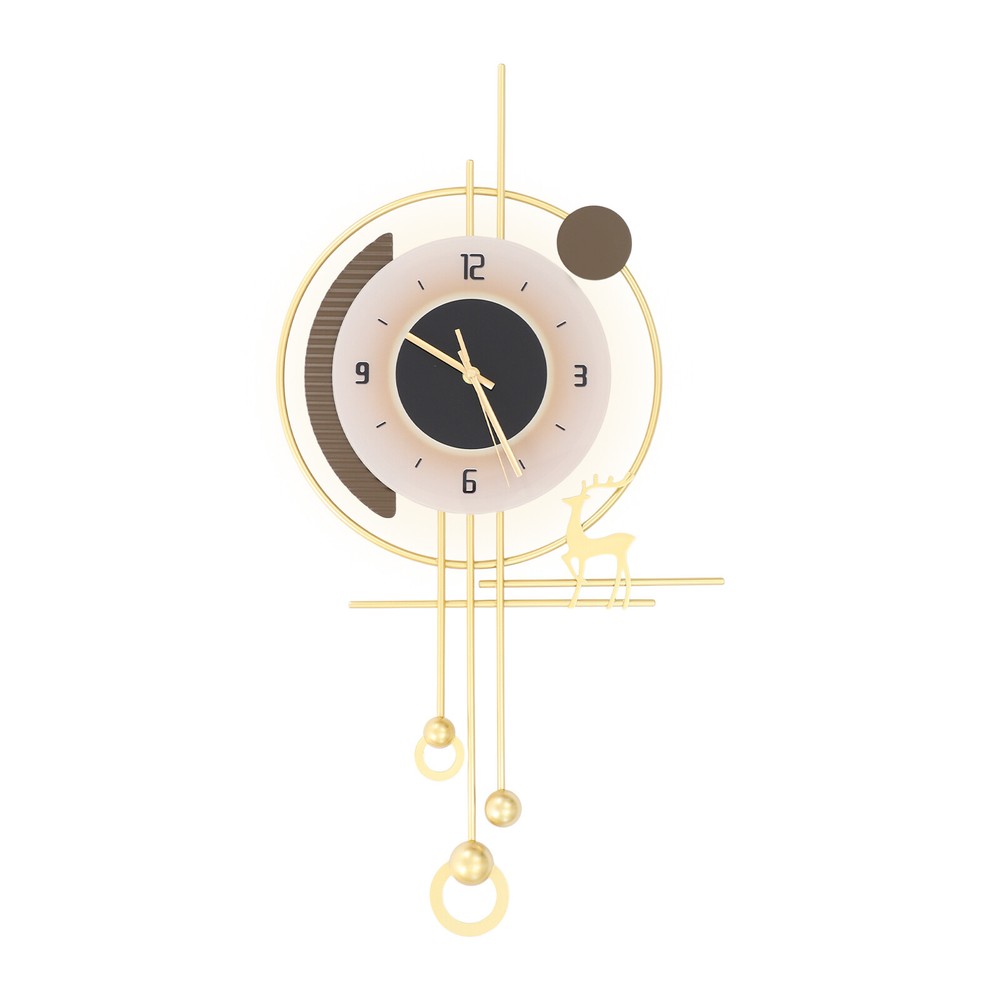 Modern Wall Clock, LED Lighting Wall Clock, Large Gold Decorative Wall Clock