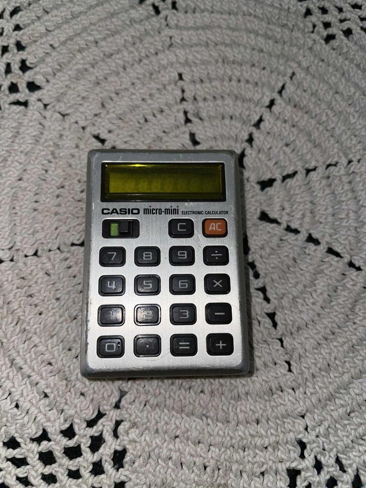 Casio Micro-Mini Electronic Calculator Original Case 1970s Tested Working Japan
