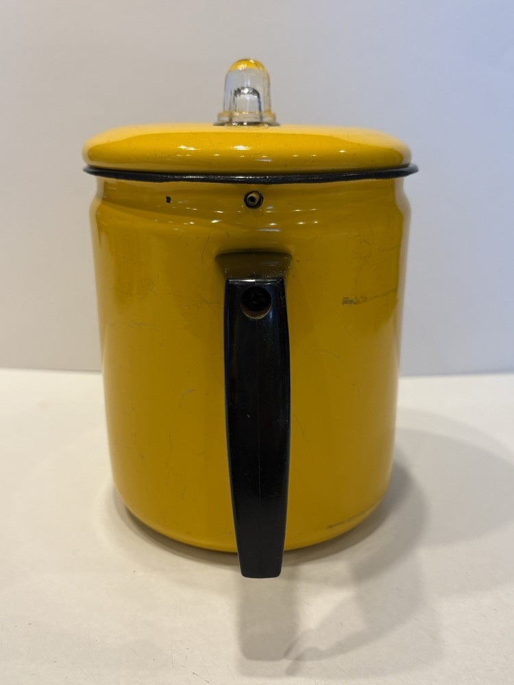 Vintage Yellow Enamelware Percolator Coffee Pot