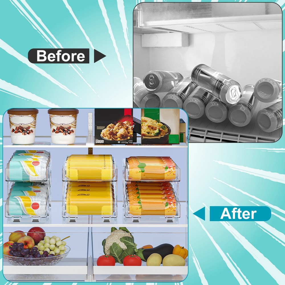 2 Pack Adjustable Soda Can Dispenser Storage Rack Refrigerator Fridge Organizer