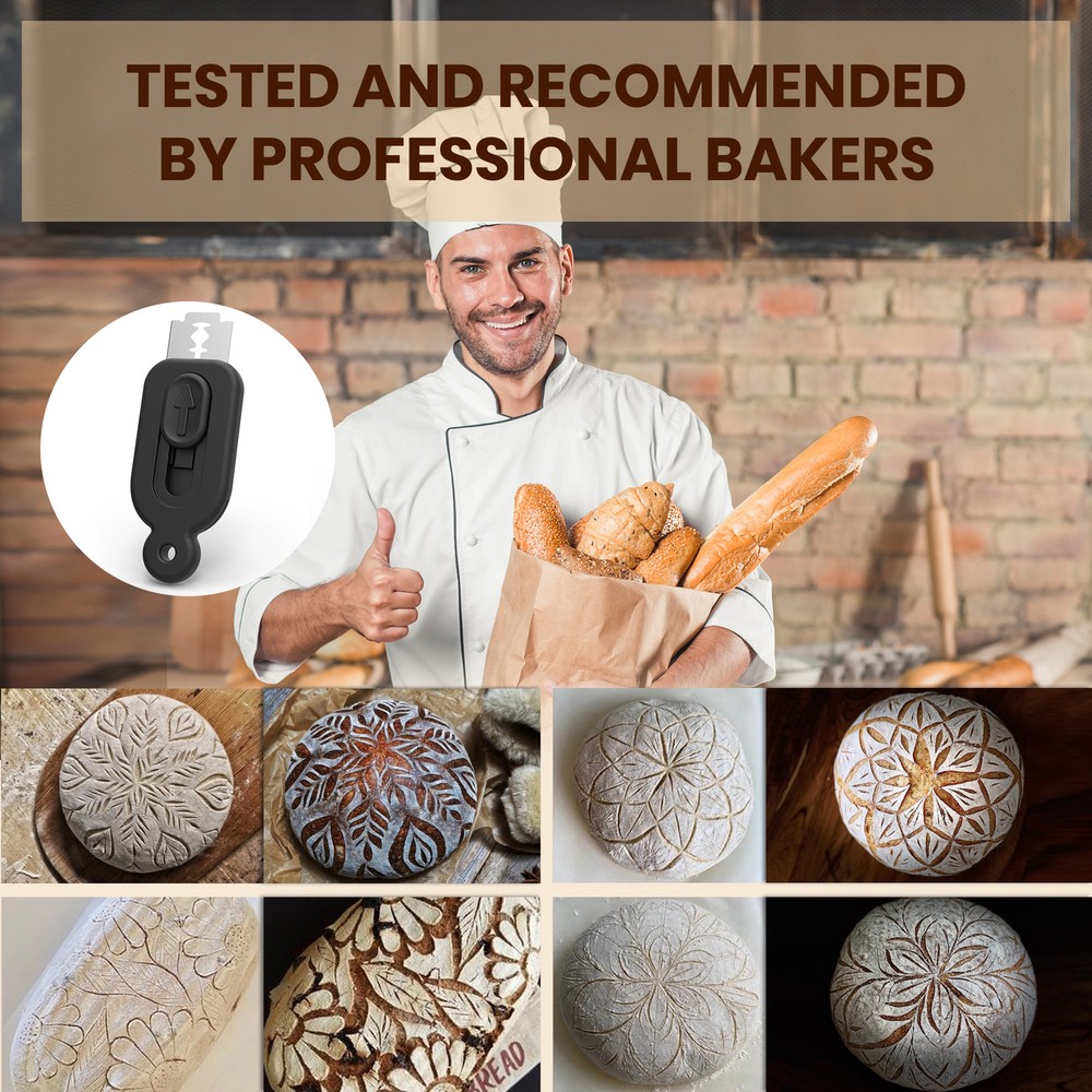 2pack Bread Lame Dough Scoring Tool - Push-Pull Handle for Perfect Bread Scor