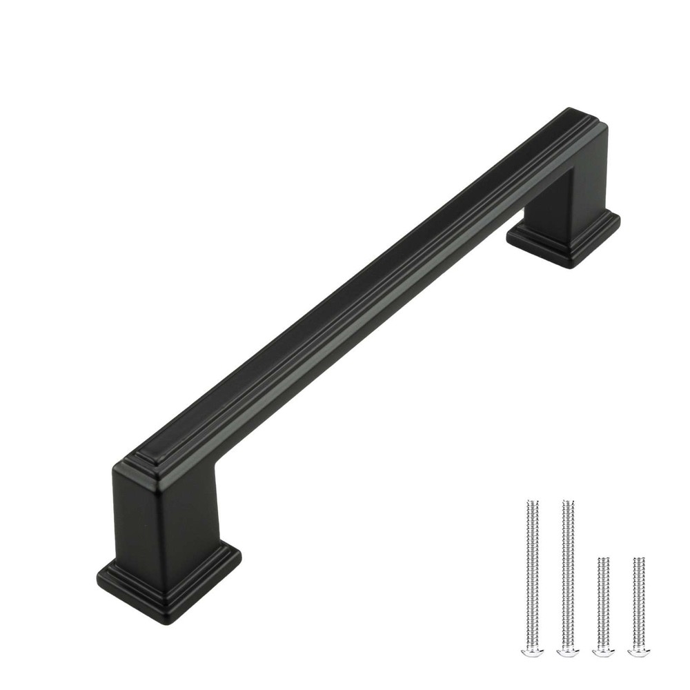 Square Matte Black Solid Cabinet Handles Pulls Kitchen Bathroom Modern Style